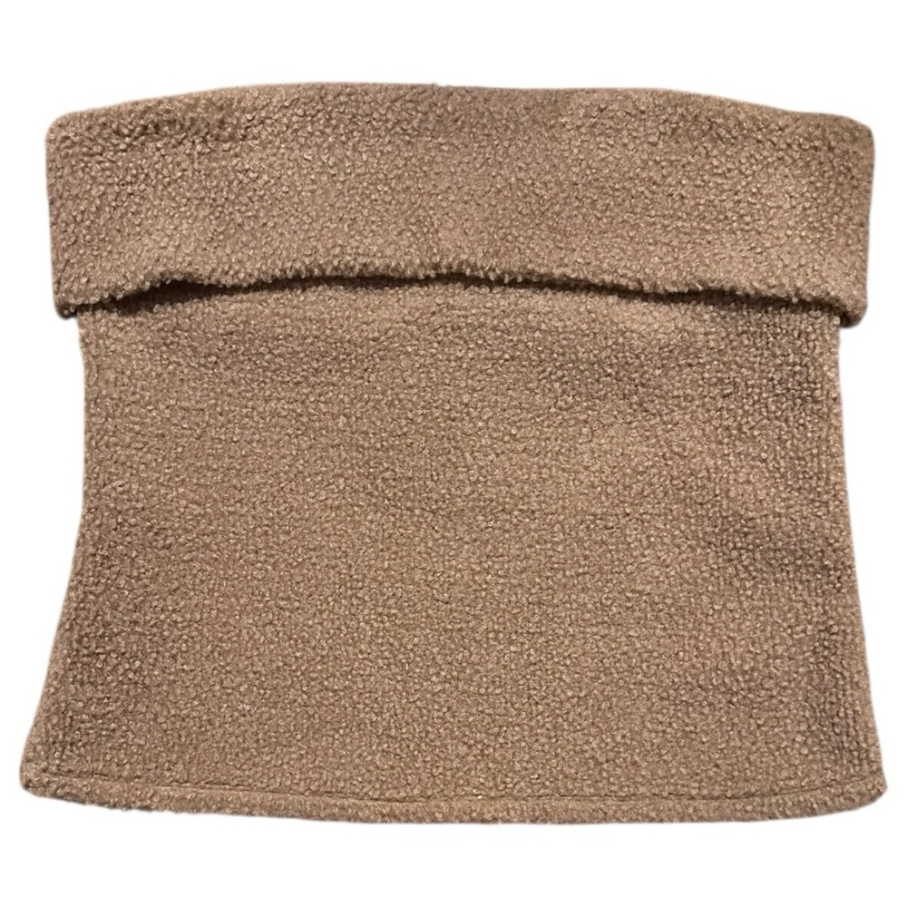 ZARA Tan Fleece Tube Top with side Zippers – Minimal & Modern | NWT | Size XL